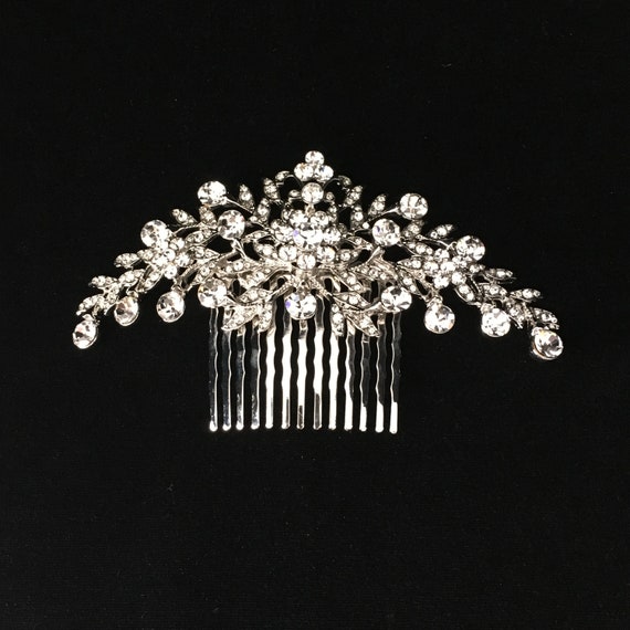 Rhinestone hair comb, Large rhinestone hair comb,