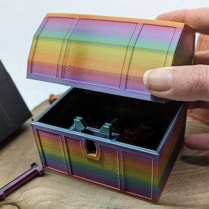 3D Printed Locking Treasure Chest for Dice Storage or Other Specials Treasures - Choose Key Type and Colours - Discounted Shipping Applied