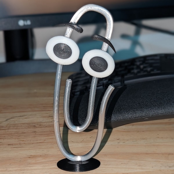 CLIPPY 3d gedruckte Schreibtisch- oder Bürodekorationen, werfen Sie schwarz mit der hilfreichen Büroklammer