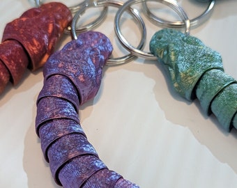 Portachiavi articolato in pitone palla/stampato in 3D con BIO PLASTICA/pronto per la spedizione/spedizione scontata applicata