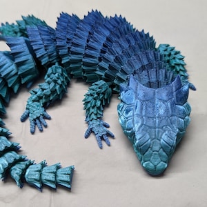 ARTICULATED ARMADILLO LIZARD little dragon 3D printed flexible flexi Toy fidget sensory Discounted Shipping Applied Blue/Green