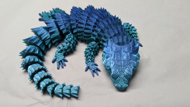 ARTICULATED ARMADILLO LIZARD little dragon 3D printed flexible flexi Toy fidget sensory Discounted Shipping Applied Blue/Green