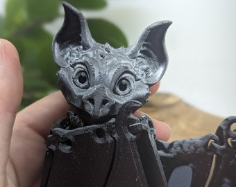 Adorable 3D Printed Articulated Bat Toy - Perfect for Bat Lovers - Available with Stand - Discounted Shipping Applied
