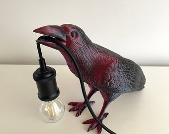 Raven Lamp Sculpture with Corded Lamp - Add a Touch of Gothic Decor, Dark Fantasy or some Poe to your space - Discounted Shipping Applied