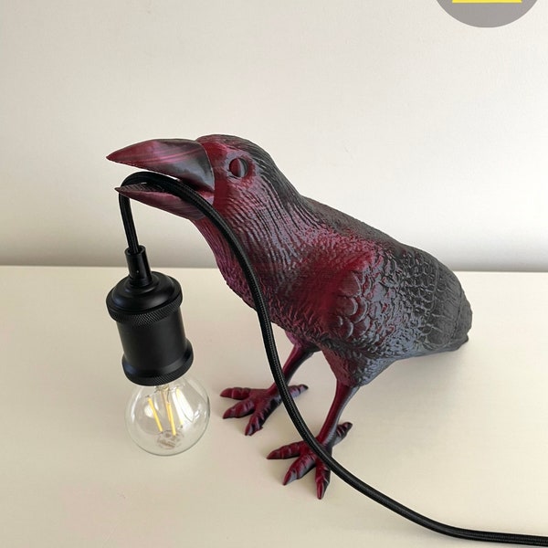 Raven Lamp Sculpture with Corded Lamp - Add a Touch of Gothic Decor, Dark Fantasy or some Poe to your space - Discounted Shipping Applied