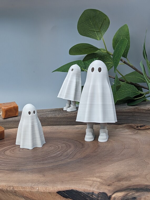 thumbnail image 2 of 3D Printed Ghost With Legs - Halloween Decoration - Free Standing White 2 of 3