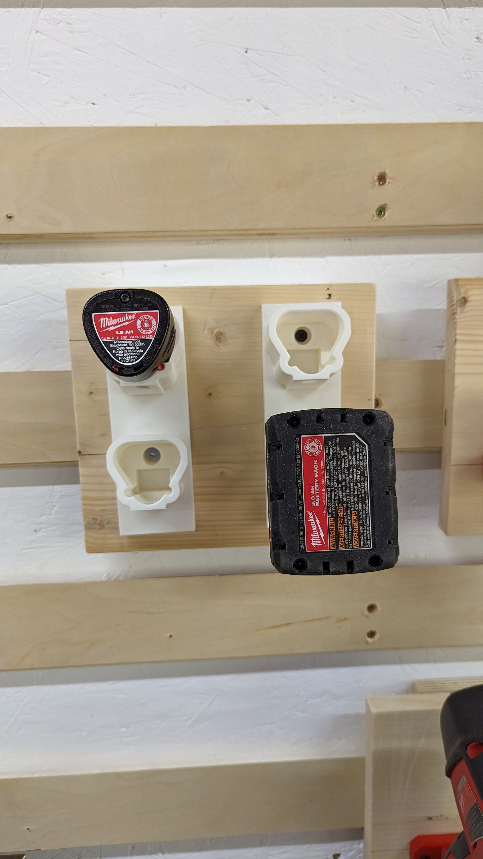 Milwaukee Battery Storage | Wall-Mounted PETG Holder | Holds 2 Batteries Hardware included | Discounted Shipping
