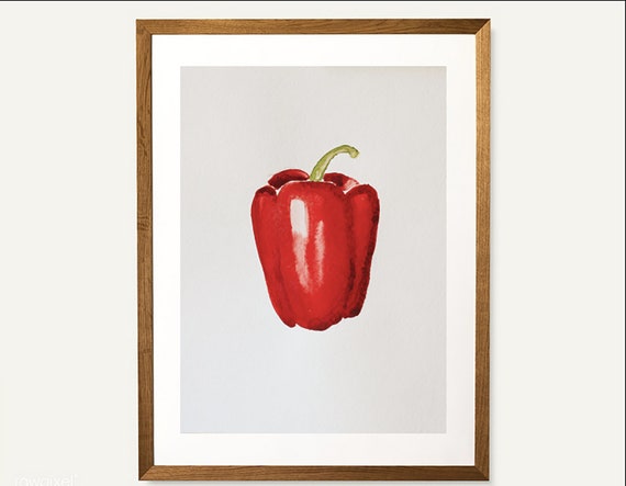 Red Pepper Print Food Illustration Art Print Kitchen Decor Etsy