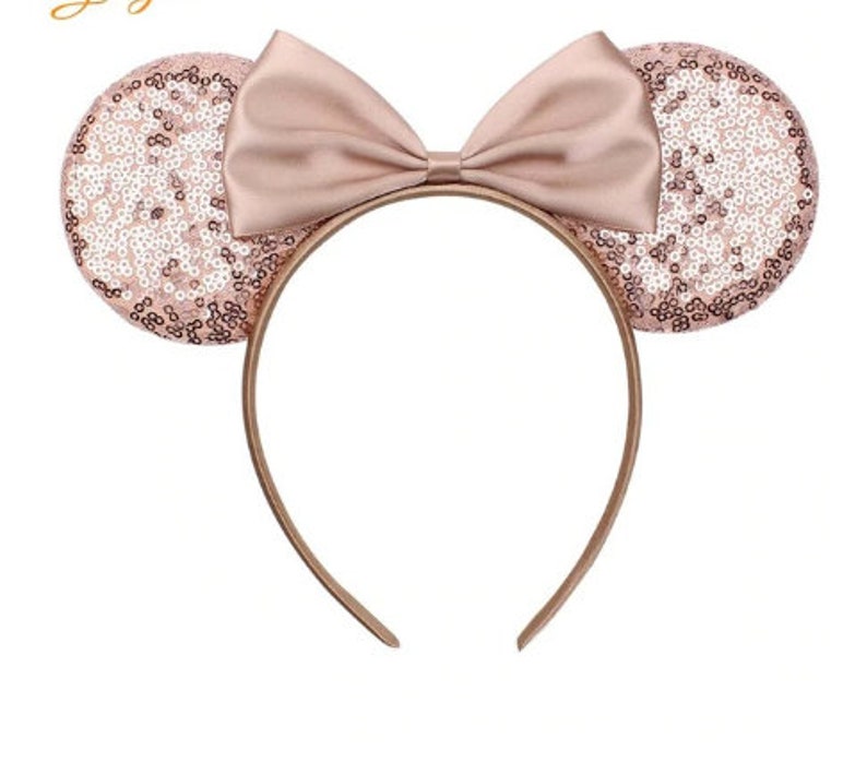 Rose Gold Minnie Mouse Ears Headband Sequins Hair Accessories