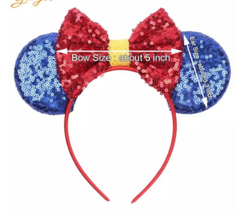 Rose Gold Minnie Mouse Ears Headband Sequins Hair Accessories