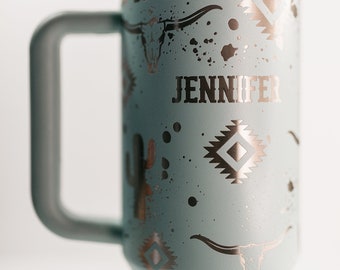 South Western Aztec Design | Personalized | Laser Engraved | Stanley 30oz Quencher or ProTour Tumbler