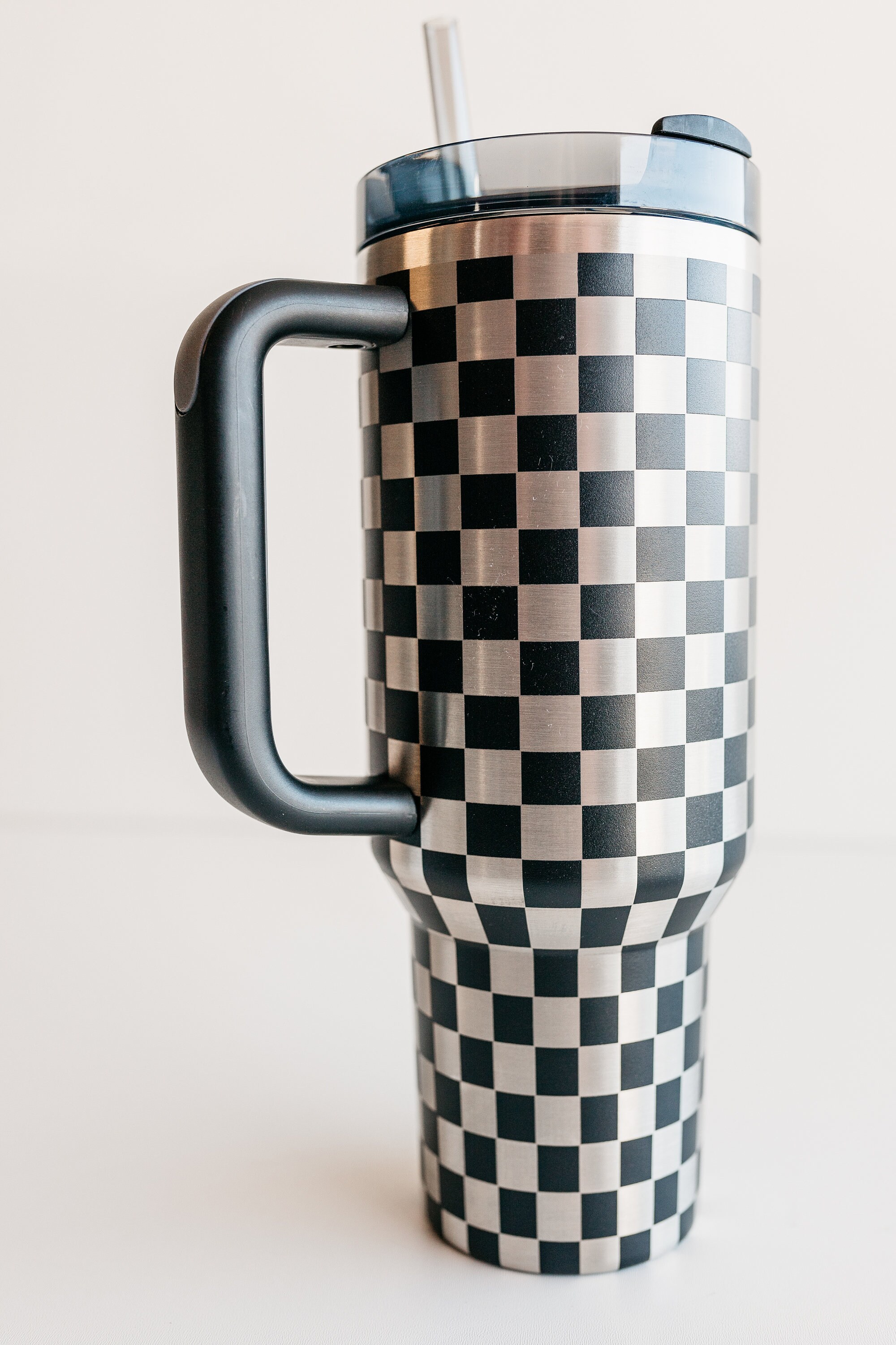 Stanley 40oz Tumbler Custom Engraved With Checkered Design 