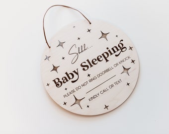 New Baby Sleeping Front Door Sign | do not disturb knock or ring doorbell no soliciting newborn shower gift