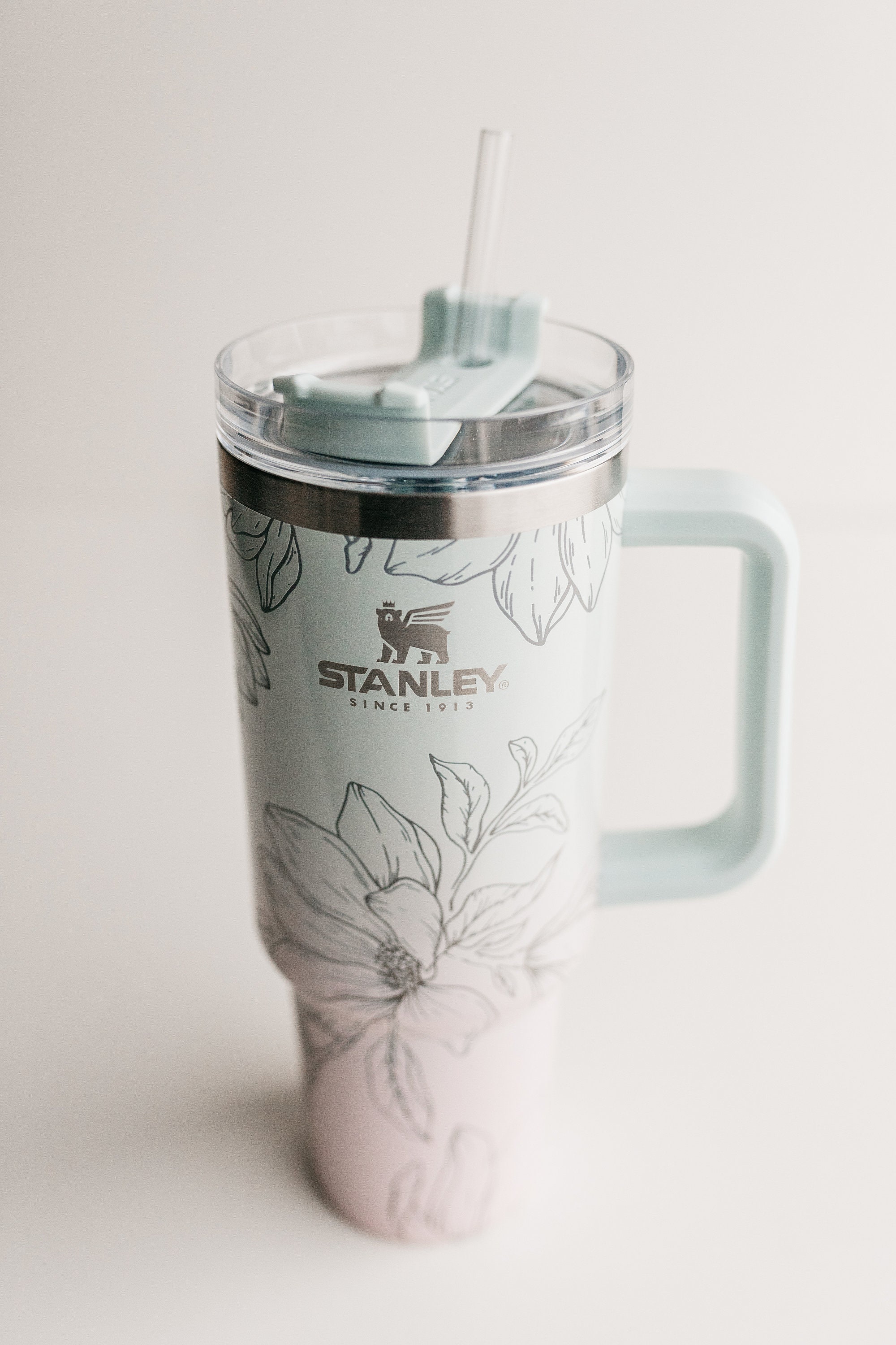 Stanley 40oz Quencher Tumbler, Magnolia Floral Engraved Stanley