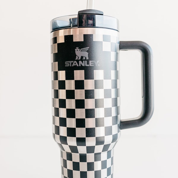 Stanley 40oz tumbler | Custom  Engraved with Checkered Design