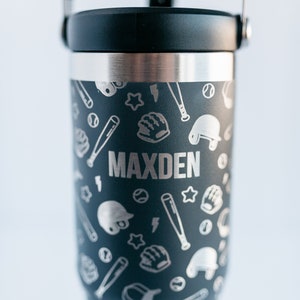 Stanley 30oz tumbler | BASEBALL Design Custom Engraved & Personalized | Perfect for Kids and teens at school or sports
