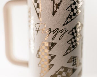 Checkers in Lightening Bolts | Personalization | Laser Engraved | Stanley 40oz Quencher or ProTour Tumbler