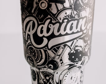 Car enthusiast auto parts fully wrapped powder coated cup | 30 OZ Tumbler | Fully wrapped seamless design
