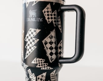 Checkers in Lightening Bolts | Laser Engraved | Stanley 40oz Quencher or ProTour Tumbler
