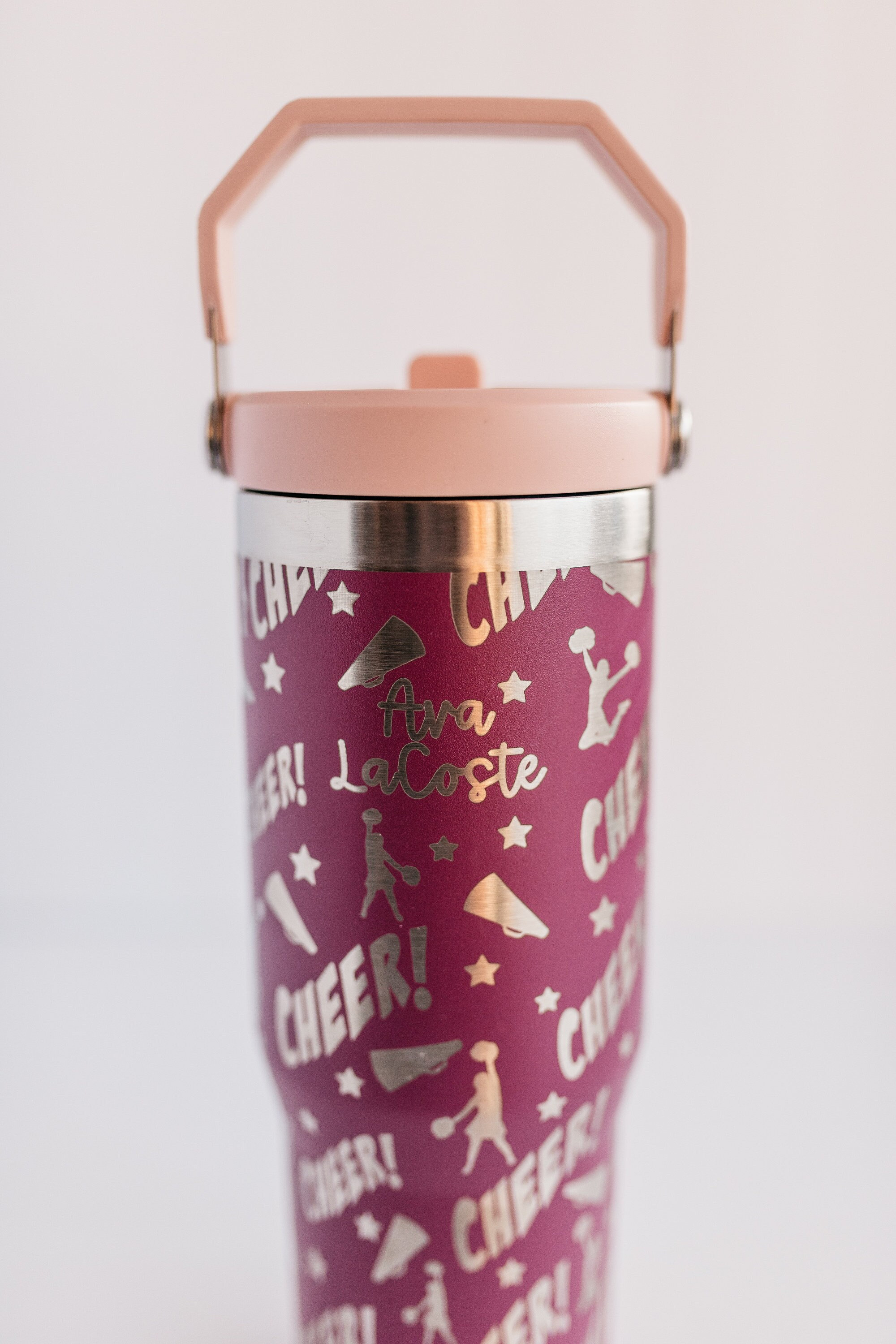 Cheer Design 40oz Tumbler with Handle, Lid, Straw, Laser Engraved