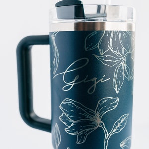 Magnolia Florals Engraved Design | Personalized | Laser Engraved | Stanley 30oz Quencher or ProTour Tumbler