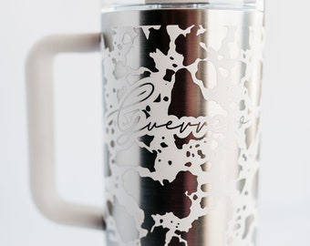 Cow Print | Laser Engraved | Stanley 40oz Quencher or ProTour Tumbler