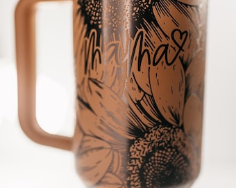 Sunflower Mama Floral Design Custom Engraved | Laser Engraved | Stanley 40oz Quencher or ProTour Tumbler