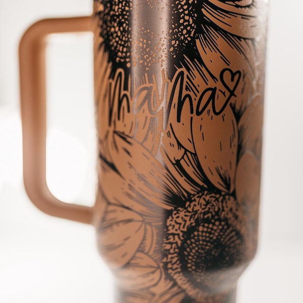 Sunflower Mama Floral Design Custom Engraved | Laser Engraved | Stanley 40oz Quencher or ProTour Tumbler