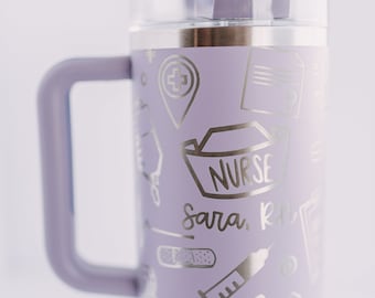 Stanley 40oz tumbler | Nurse Design Personalized Custom Engraved