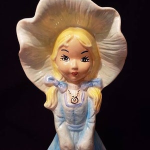 Vintage Porcelain Ceramic Girl in Blue Dress and Sunbonnet Figurine