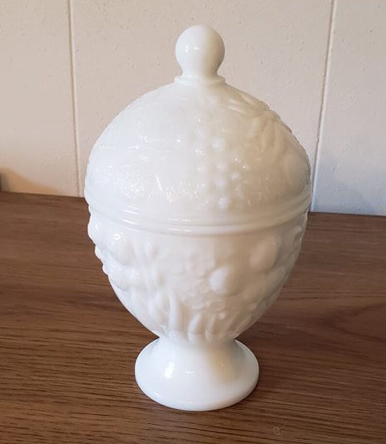 White Milk Glass Candy Dish With Lid