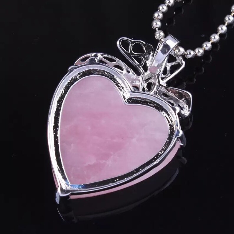 Crystal Heart Drop Pendant Necklace choices Amethyst Etsy