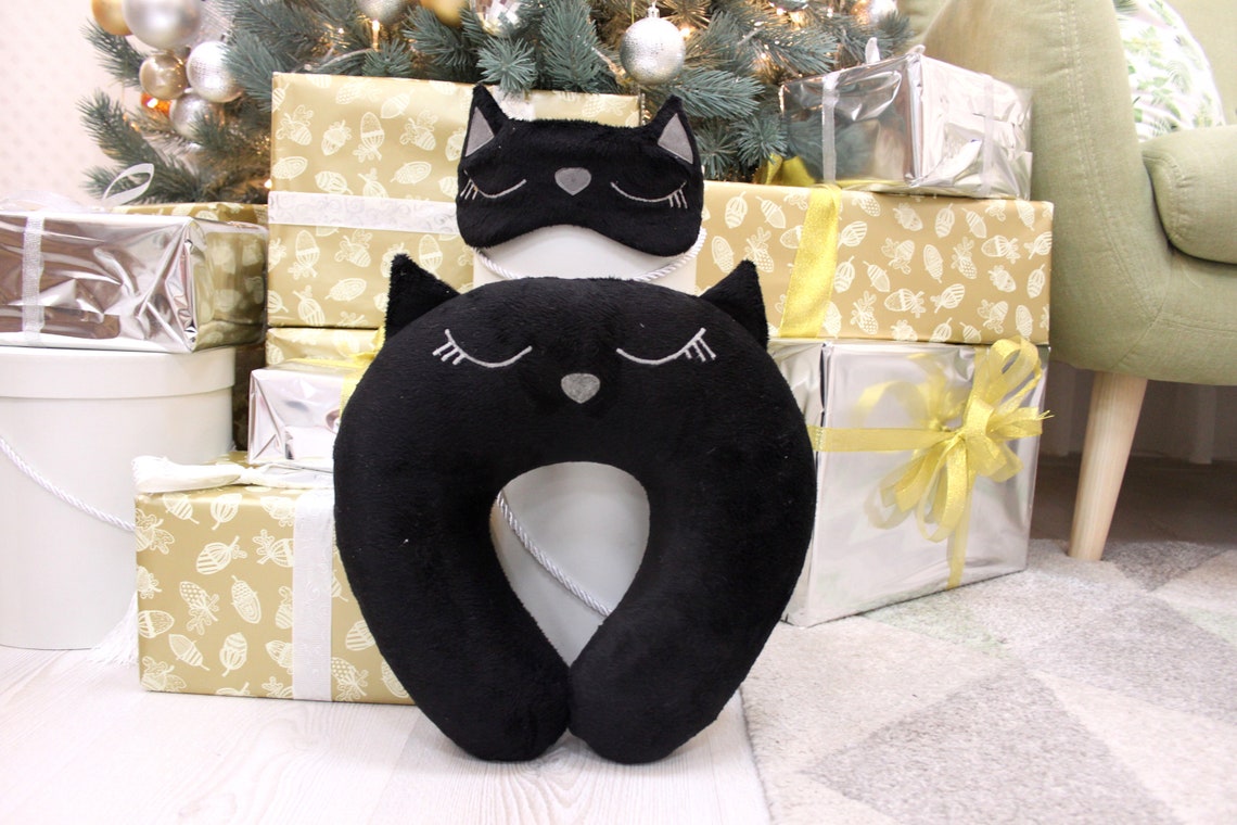 Travel accessories kit cat Travel set Pillow mask set Travel Etsy