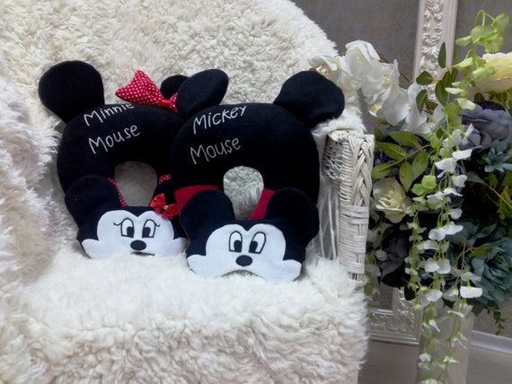 Gift set Mickey and Minnie Mouse Travel Mickey travel pillow | Etsy