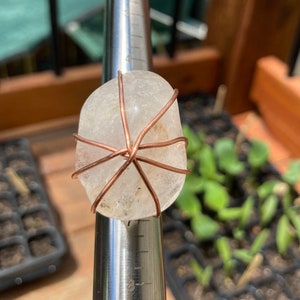 Crystal Quartz copper wire wrapped ring