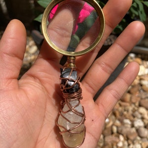 Brass Magnifier Copper wire wrapped with Elite Shungite, Black Tourmaline, & Citrine