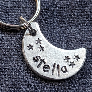 Teeny Tiny Moon Dog Tag - Cat Tag - Moon Shaped Pet ID Tag - Celestial Themed Pet Tag - Collar Tag