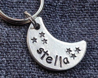 Teeny Tiny Moon Dog Tag - Cat Tag - Moon Shaped Pet ID Tag - Celestial Themed Pet Tag - Collar Tag