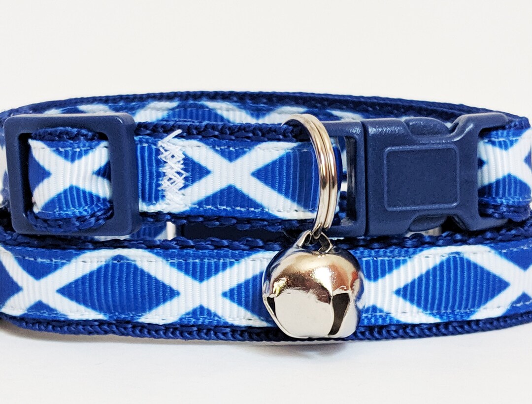 Cat Collar Kitten Collar Blue and White Striped Cat Collar Pet Collar