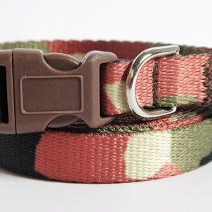 Small Dog Collar and (optional) Leash - Brown Camo Dog Collar - Boy Dog Collar-Silky Smooth Dog or Puppy Collar-Military, Hunter, Camouflage