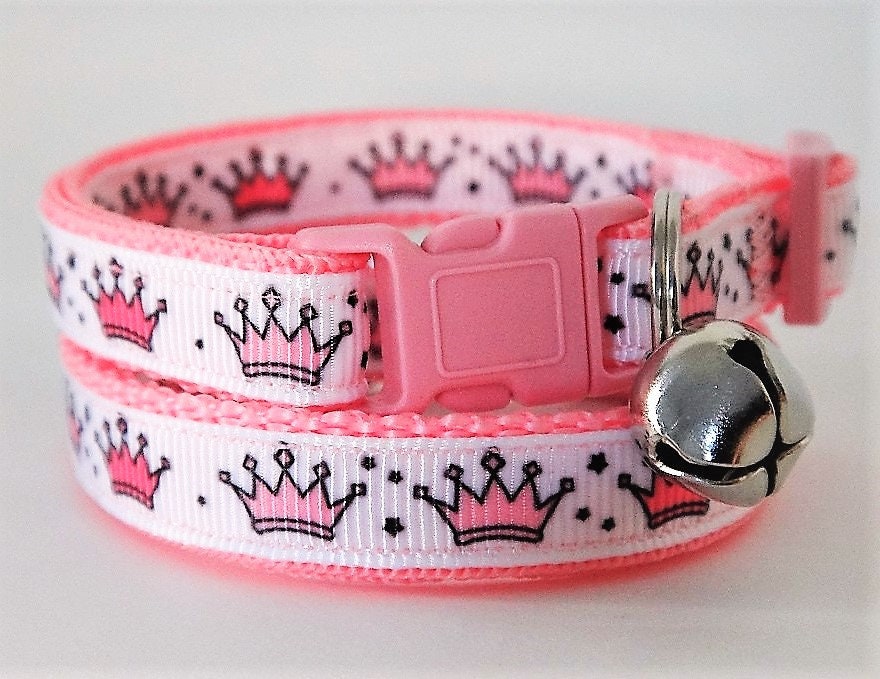 Girl Cat Collar Kitten Collar Princess Tiara Pet Collar Etsy