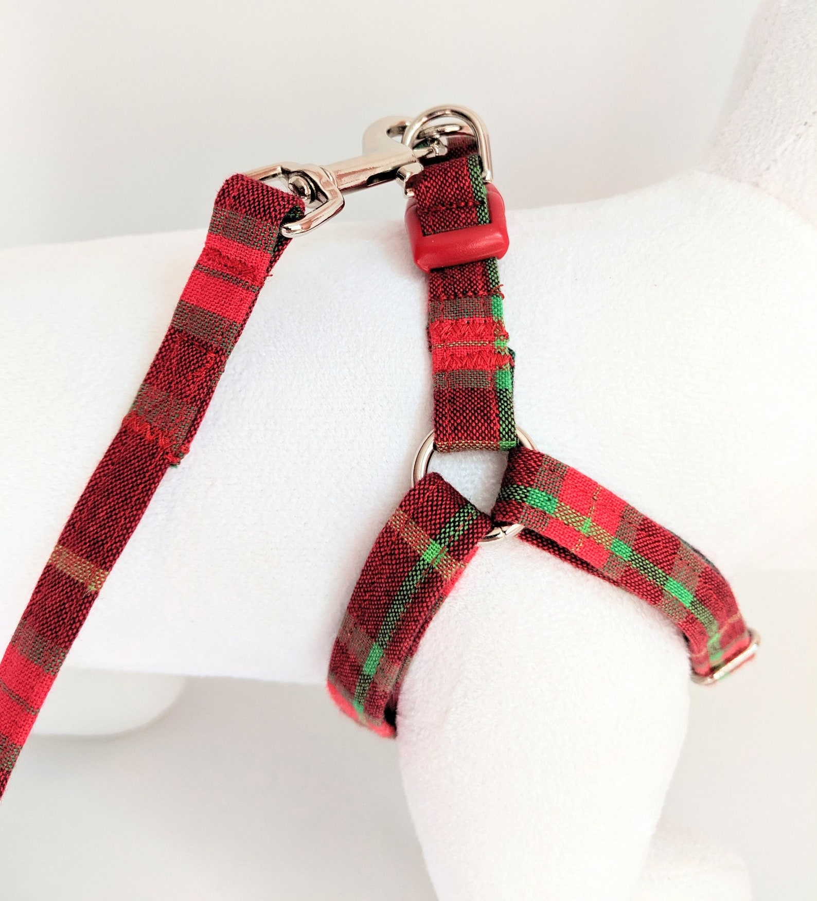 Christmas Dog Harness & optional Leash Red and Green Etsy
