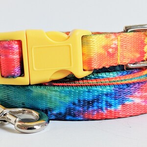 Small Dog Collar and (optional) Leash - Colorful Tie Dye Dog Collar - Boy or Girl Dog Collar-Silky Smooth Dog or Puppy Collar