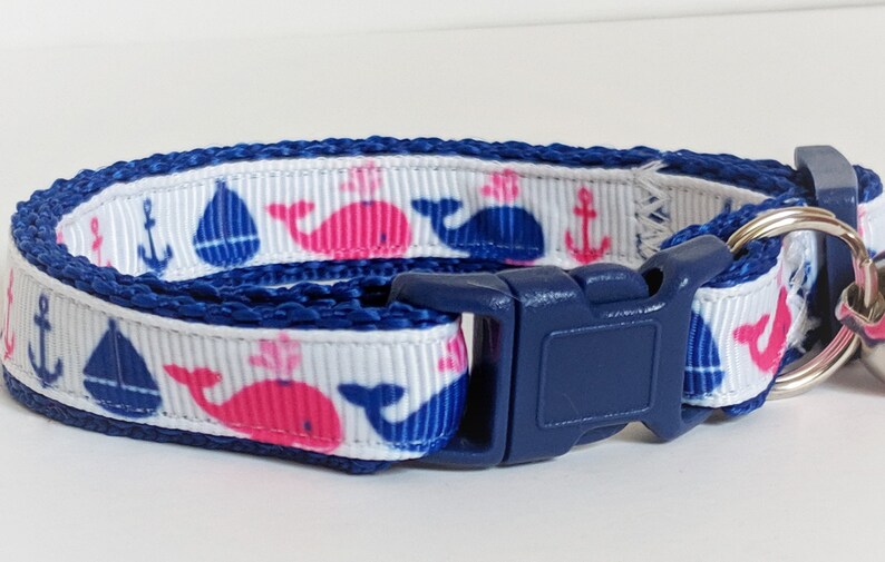 Cat Collar Kitten Collar nautical Cat Collar With Whales Etsy
