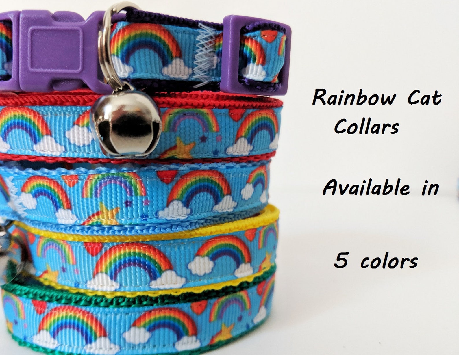 Rainbow Cat Collar Kitten Collar Pet Collar With Breakaway Etsy