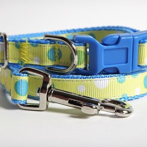 Small Dog Collar and (optional) Leash - Puppy Collar - Blue Boy Dog Collar with Polka Dots -Lightweight Dog Collar-Yorkie, Toy Poodle