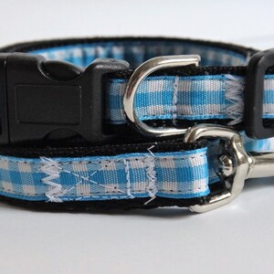 Small Dog Collar and (optional) Leash - Puppy Collar - Blue Boy Dog Collar with Polka Dots -Lightweight Dog Collar-Yorkie, Toy Poodle