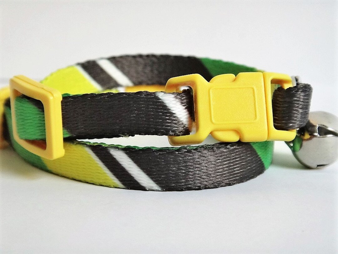 Cat Collar Kitten Collar Silky Smooth Yellow, Green and Grey Striped