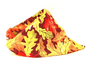 Small Dog or Cat Autumn Bandana / Fall Leaves Slide on Over the Collar Dog or Cat Bandana / Autumn Dog or Cat Scarf