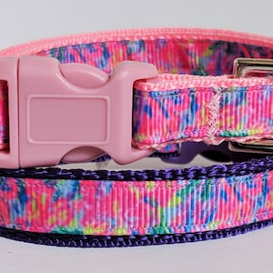 Small Girl Dog Collar and (optional) Leash with Irises - Pink and Purple Puppy Collar - Teacup Yorkie, Toy Poodle & other Tiny Breeds